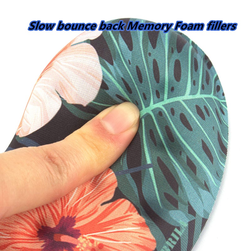 BRILA Ergonomic Memory Foam Mouse Wrist Rest Support Pad Cushion for Computer, Laptop, Office Work, PC Gaming - Massage Holes Design - Wrist Pain Relieve (Floral Leaves) - Image 5
